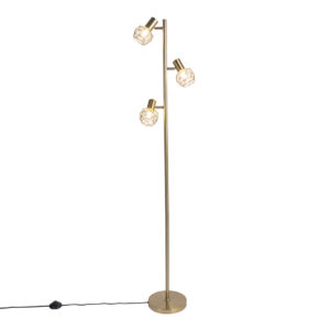 Designová stojací lampa zlatá, 3 světla nastavitelná - Mesh