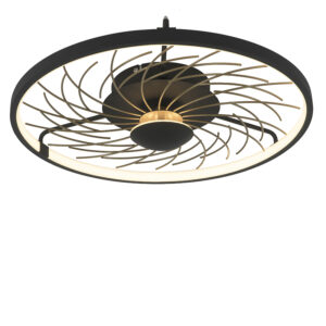 Designové stropní svítidlo černé se zlatým 3stupňovým stmíváním – Spaak