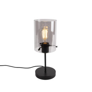 Designová stolní lampa černá s kouřovým sklem na standardu - Dome