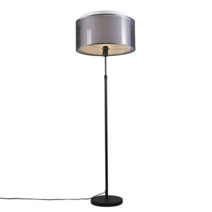 Stojací lampa černá s černo-bílým stínidlem nastavitelným 47 cm – Parte