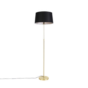 Stojací lampa zlatá / mosazná s černým plátěným odstínem 45 cm – Parte
