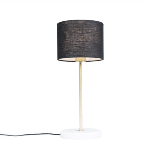 Mosazná stolní lampa s černým odstínem 20 cm – Kaso