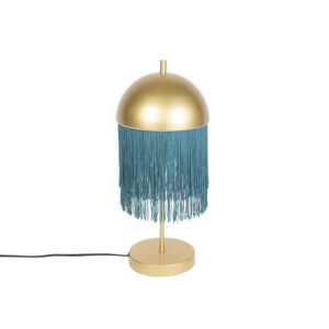 Orientální stolní lampa zlatá se zelenými třásněmi – Fringle