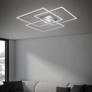 LED stropní světlo Frame CCT, chrom-hliník 70x70cm