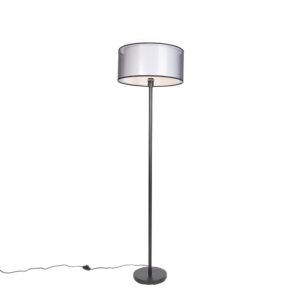 Designová stojací lampa černá s černo-bílým odstínem 47 cm – Simplo