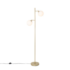 Art Deco stojací lampa zlatá s matným sklem 2-světlo – Pallon