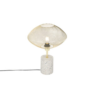 Designová stolní lampa bílá s mosazí – Ella