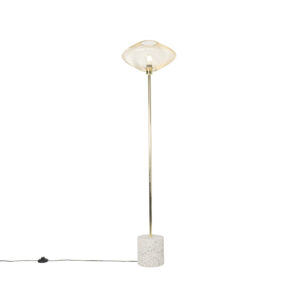 Designová stojací lampa bílá s mosazí – Ella