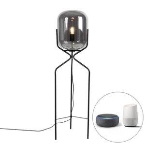 Inteligentní stojací lampa černá včetně kouřového skla WiFi A60 - Bliss