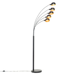 Designová stojací lampa černá se zlatým 5-světlem - Sixties Marmo