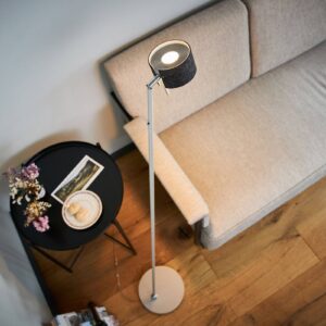 LED stojací lampa CAI, stmívatelná, grafit/bílá