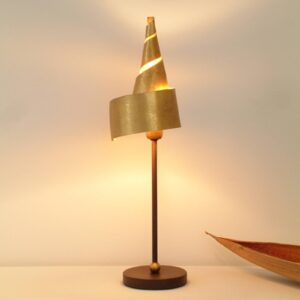 Zlatá stolní lampa ZAUBERHUT s kovovým stínidlem