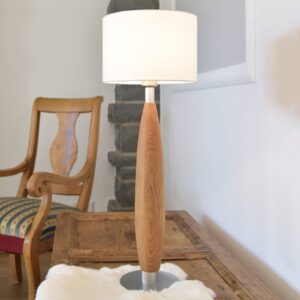 HerzBlut Paula textilní lampa s dubovým dřevem
