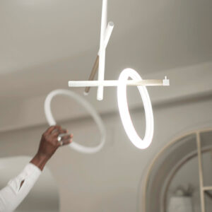LED stropní svítidlo Ulaop, dva kruhy, bílé