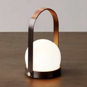 Menu Carrie LED stolní lampa dobíjecí bronz/kůže