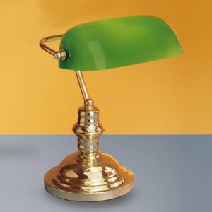 Stolní lampa Onella v bankéřském stylu, zelená