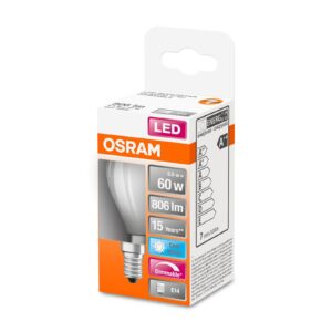 OSRAM LED žárovka-kapka E14 6,5W 827 stmívací mat