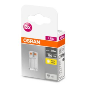 OSRAM LED pinová žárovka G4 0,9W 2 700 K čirá 3ks