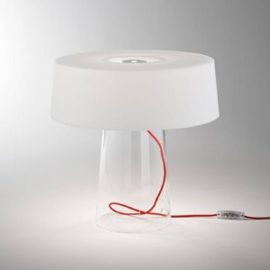 Prandina Glam stolní lampa 48cm čirá/stínidlo bílé