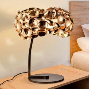 Stolní lampa LED Narisa růžově zlatá/hnědá