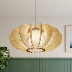 Závěsné světlo Modern A L, dřevěné lamely Ø 60 cm