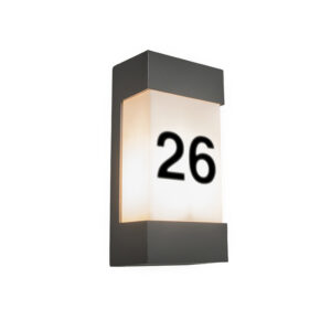 Venkovní nástěnné svítidlo antracit s číslem domu IP54 – Tide V