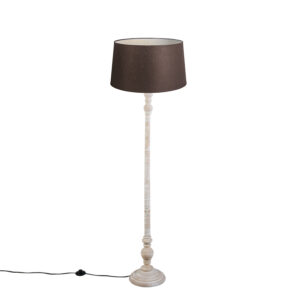Stojací lampa s plátěným odstínem hnědá 45 cm – Classico