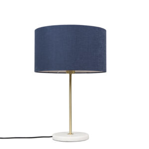 Mosazná stolní lampa s modrým odstínem 35 cm – Kaso