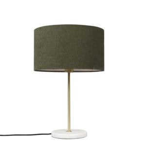 Mosazná stolní lampa se zeleným odstínem 35 cm – Kaso