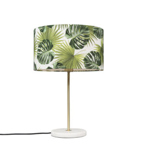 Moderní mosazná stolní lampa s listovým stínidlem 35 cm – Kaso