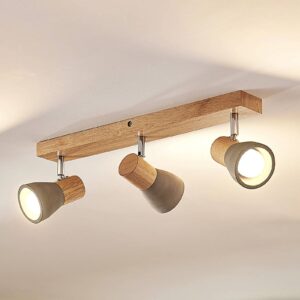 LED reflektor Filiz, dřevo-beton, 3bodový dlouhý