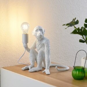 Lindby Monki stolní lampa ve tvaru opice, bílá