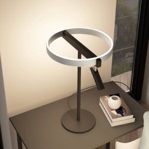 Lucande Matwei LED stolní lampa, kruh, nikl