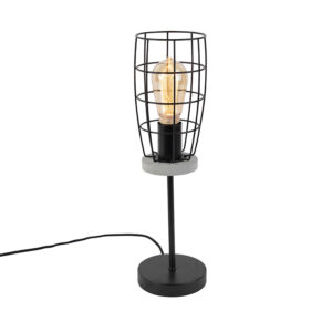 Průmyslová stolní lampa betonový vzhled s černou – Rohan