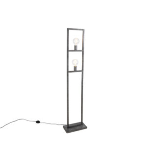 Moderní stojací lampa starožitné stříbro 2-light – Simple Cage 2