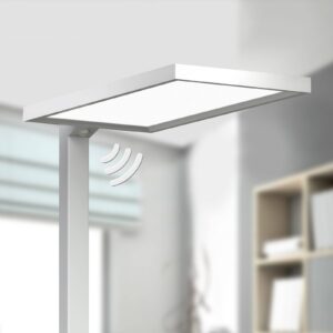 Stříbrná kancelářská LED stojací lampa Dorean