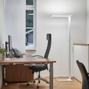 Logan bílá kancelářská LED stojací lampa, 4 000 K