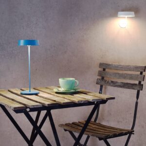 LED stolní lampa Miram s baterií stmívatelná modrá