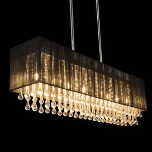 LED závěsné světlo Bagana z kovu, skla a hedvábí