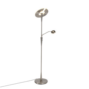 Moderní stojací lampa z oceli včetně LED s čtecím ramenem - Moderno