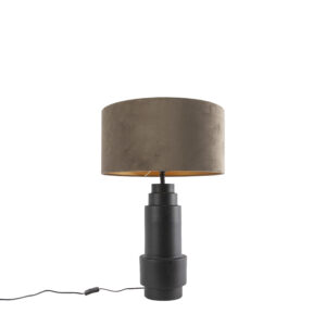 Stolní lampa ve stylu art deco černá se sametovým tupým odstínem 50 cm - Bruut