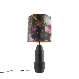 Stolní lampa ve stylu art deco černá se sametovým odstínem květu 40 cm - Bruut