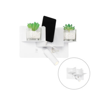 Moderní nástěnné svítidlo bílé včetně LED s USB - Thijs