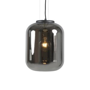 Designová závěsná lampa černá s kouřovým sklem – Bliss