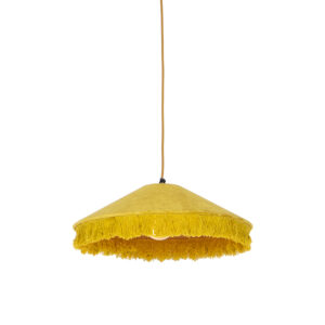 Retro závěsná lampa žlutý samet s třásněmi – Frills