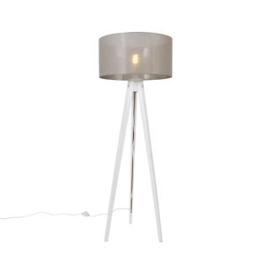 Moderní stojací lampa stativ bílá s odstínem taupe 50 cm – Tripod Classic
