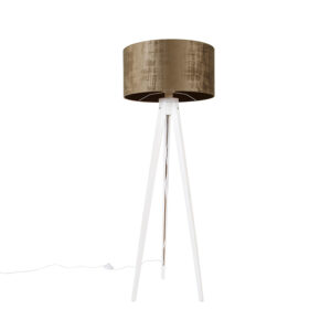 Moderní stojací lampa stativ bílá s hnědým odstínem 50 cm – Tripod Classic