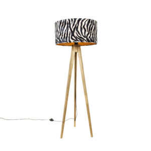 Vintage stojací lampa stínítko zebra design 50 cm – Tripod Classic