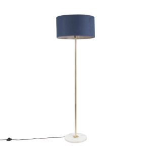 Stojací lampa mosazná s modrým odstínem 50 cm – Kaso