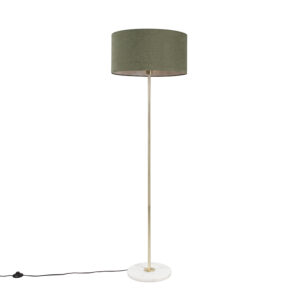 Stojací lampa mosaz se zeleným odstínem 50 cm – Kaso
